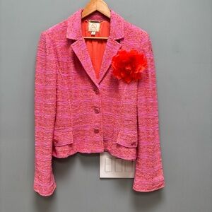 St. John Couture Pink Blazer with Flower Brooch 10 / M